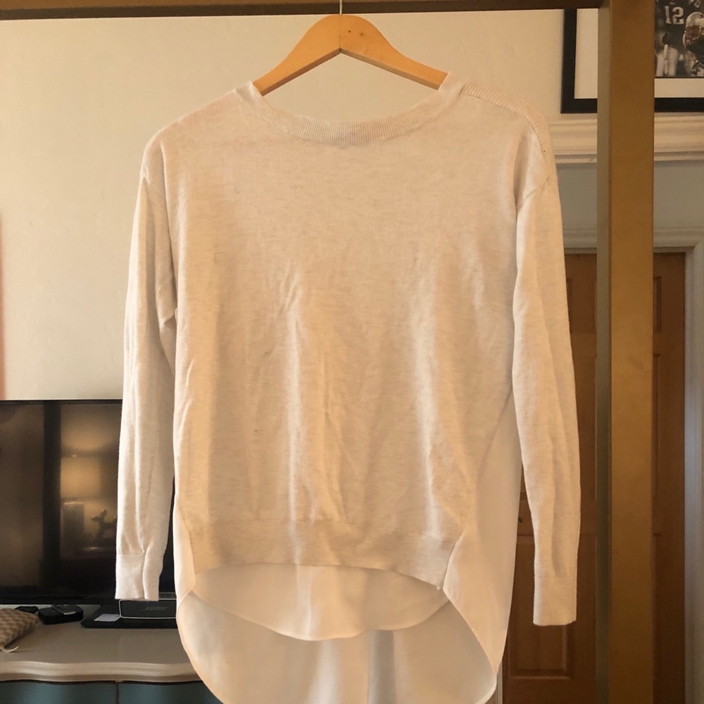 Cream Back Detail Jersey/ Chiffon Sweater